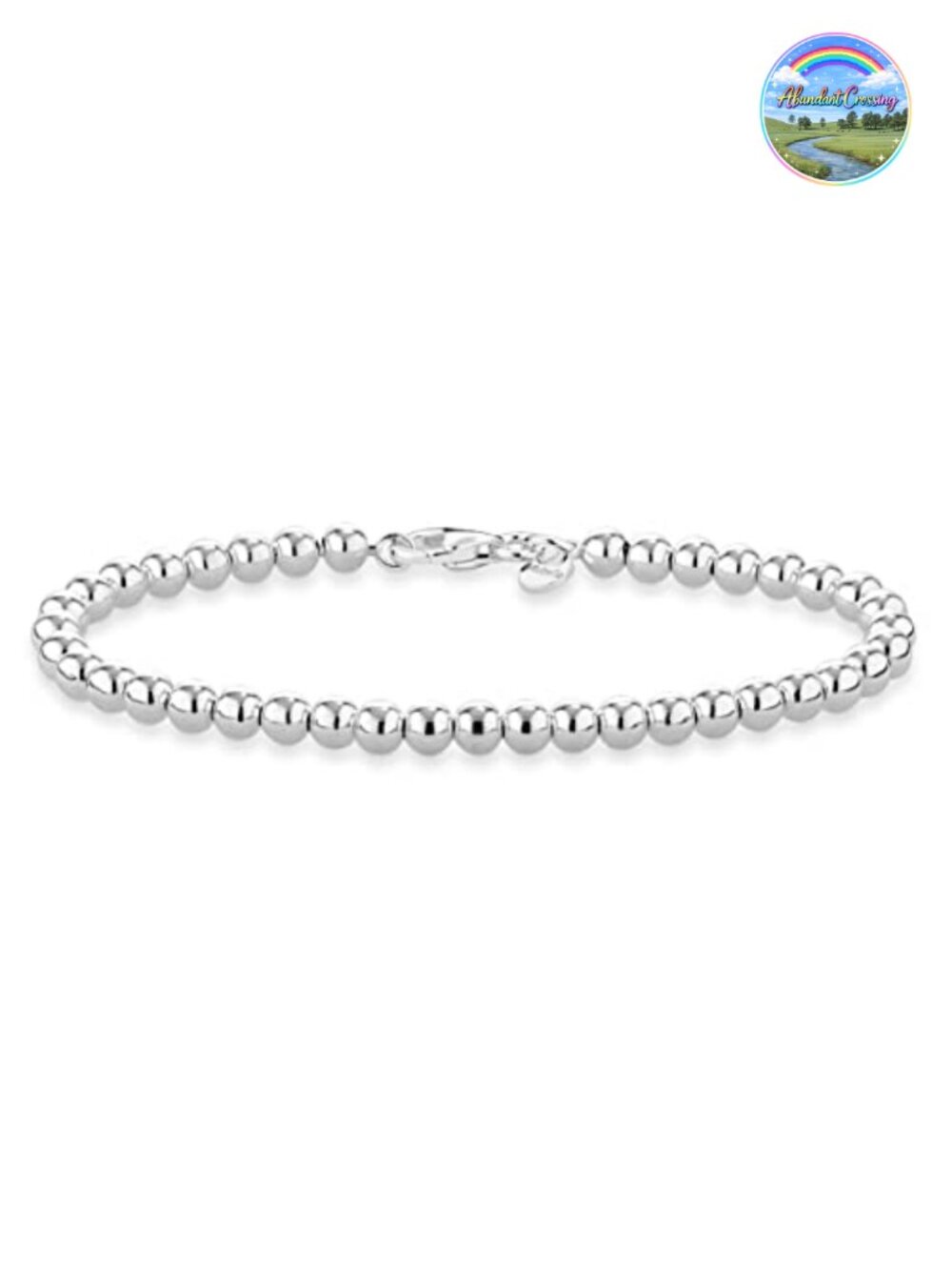 Sterling Silver Handmade 4mm Bead Ball Strand Chain Bracelet
